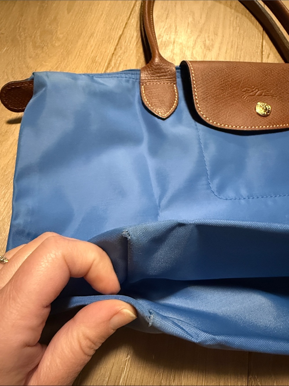 Longchamp Le pliage medium cobalt blue long straps tote shoulder - Picture 7 of 12